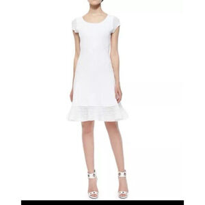 Diane von Furstenberg Dress White L St. Petersburg Netted Hem Stretch Classic‎
